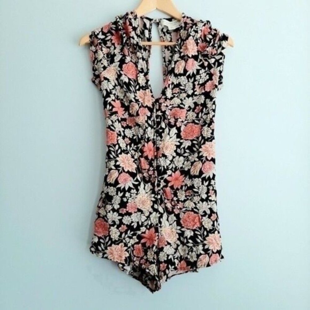 SALTWATER LUXE Sterling Romper Black & Pink Floral Sz M